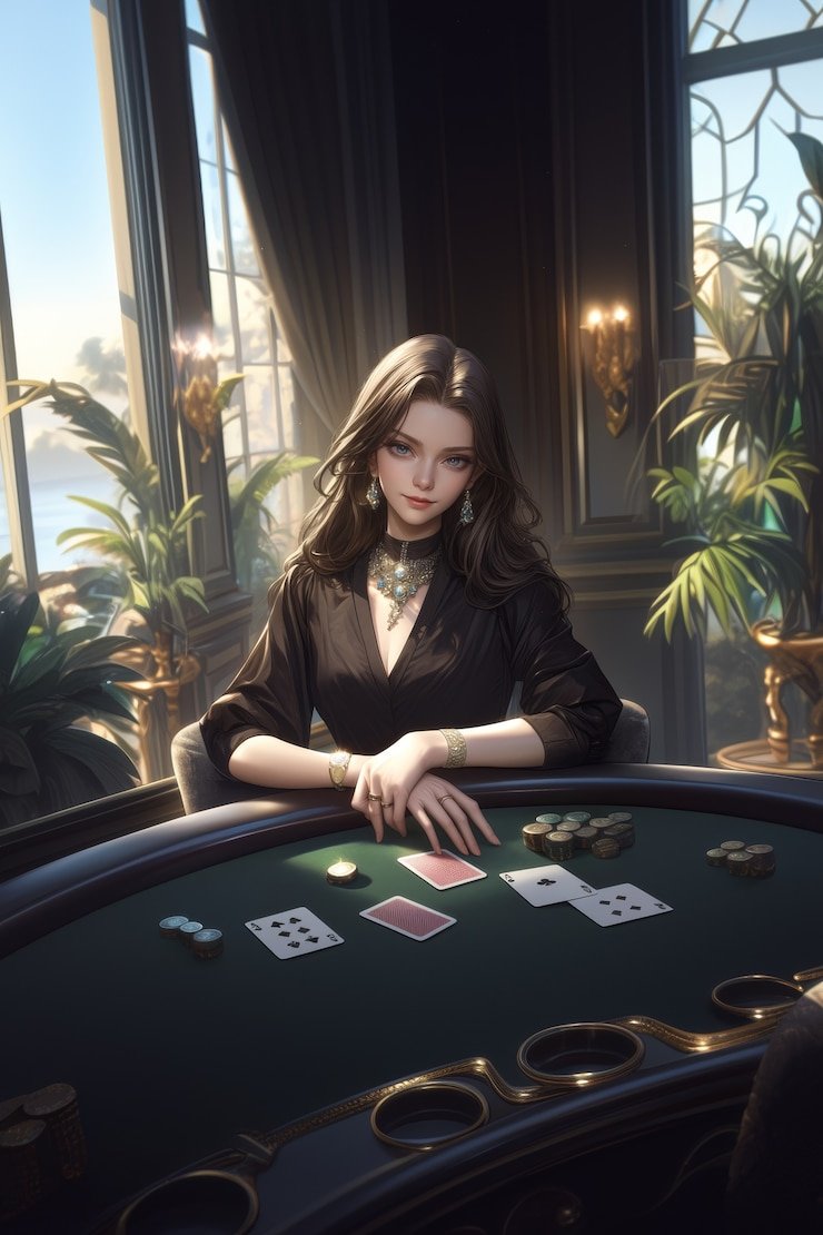 Meja dealer langsung Texas Hold'em Bonus akaislot dengan kartu komunal dan tata letak taruhan
